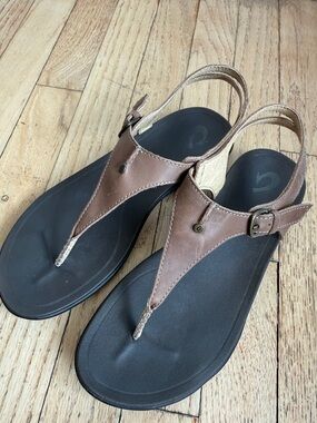 Olukai Women's Clay DK Java Leather Sandals Size 9